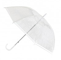 ポジティブなメッセージがデザインされている「HAPPY CLEAR UMBRELLA（ハッピークリアアンブレラ) WORD (ワード)/ WHITE」（スパイス）参考価格880円（税抜）
