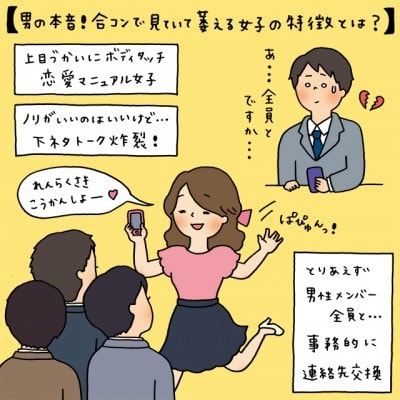 男性の本音 合コンで見ていて萎える女子の特徴とは イラストコラム マイナビウーマン