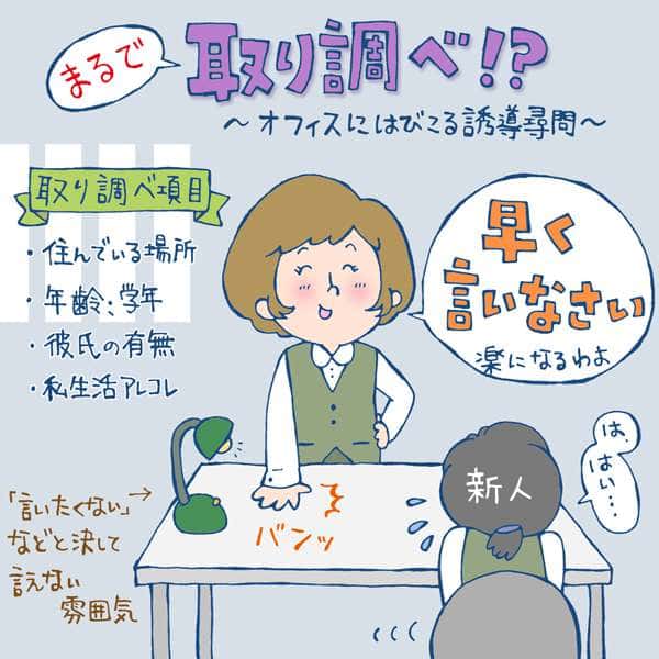 まるで取り調べ オフィスにはびこる誘導尋問 イラストコラム マイナビウーマン