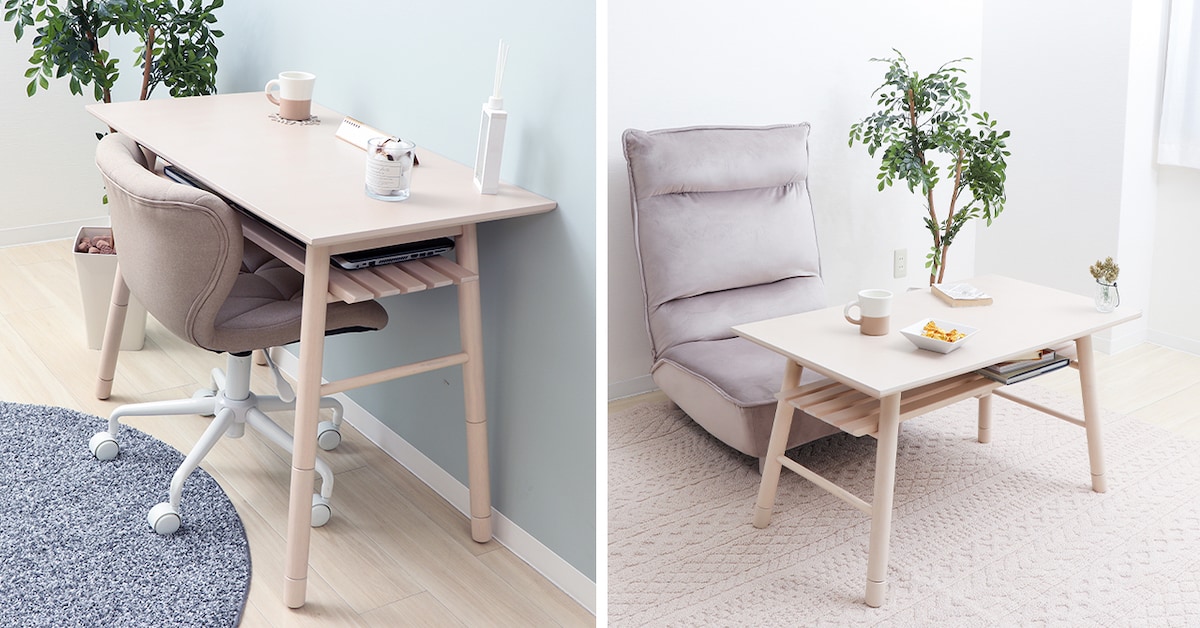 デスクもテーブルも自由自在！ ヤマソロ「2WAY折れ脚テーブル」発売