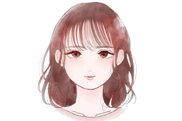 丸顔 サイドバング