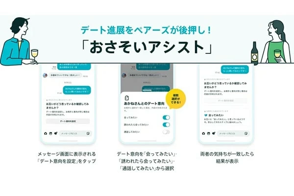 デート経験がなくても安心？ マッチングアプリ「ペアーズ」、相手のデート意向がわかる新機能の提供スタート｜「マイナビウーマン」