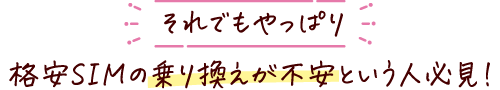 それでもやっぱり格安SIMの乗り換えが不安という人必見！