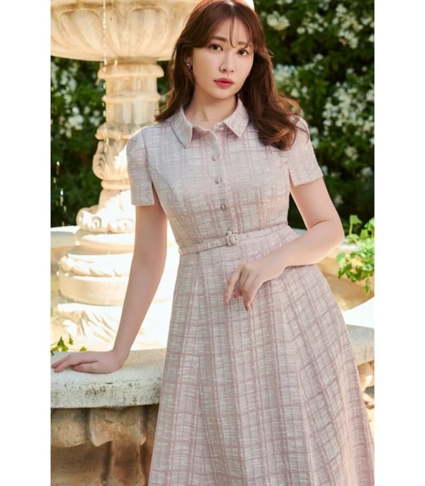 Her lip to小嶋陽菜Annecy Belted Dress ピンクM 小嶋陽菜プロデュースのライフスタイルブランド「Her lip to